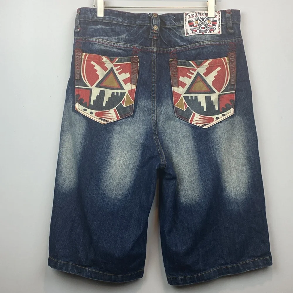 Baggy Akademiks Shorts • Native Warrior denim jorts 90s - 2000s jnco style - Picture 1 of 14